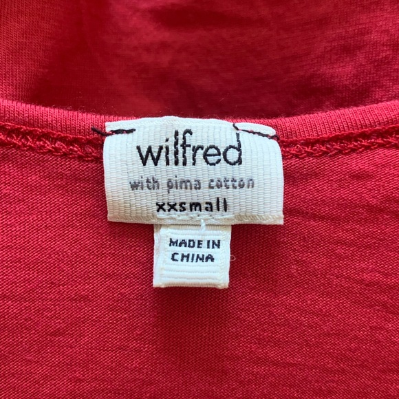 NWOT Aritizia Wilfred Red Cotton Tee Shirt Size XXS - Picture 3 of 3